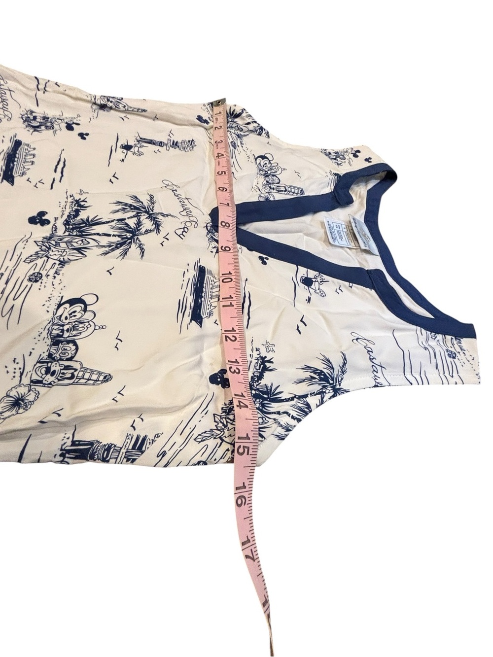 Disney Cruise Line Castaway Cay Dress XS White Navy Sleeveless Lined Resort - Picture 2 of 7